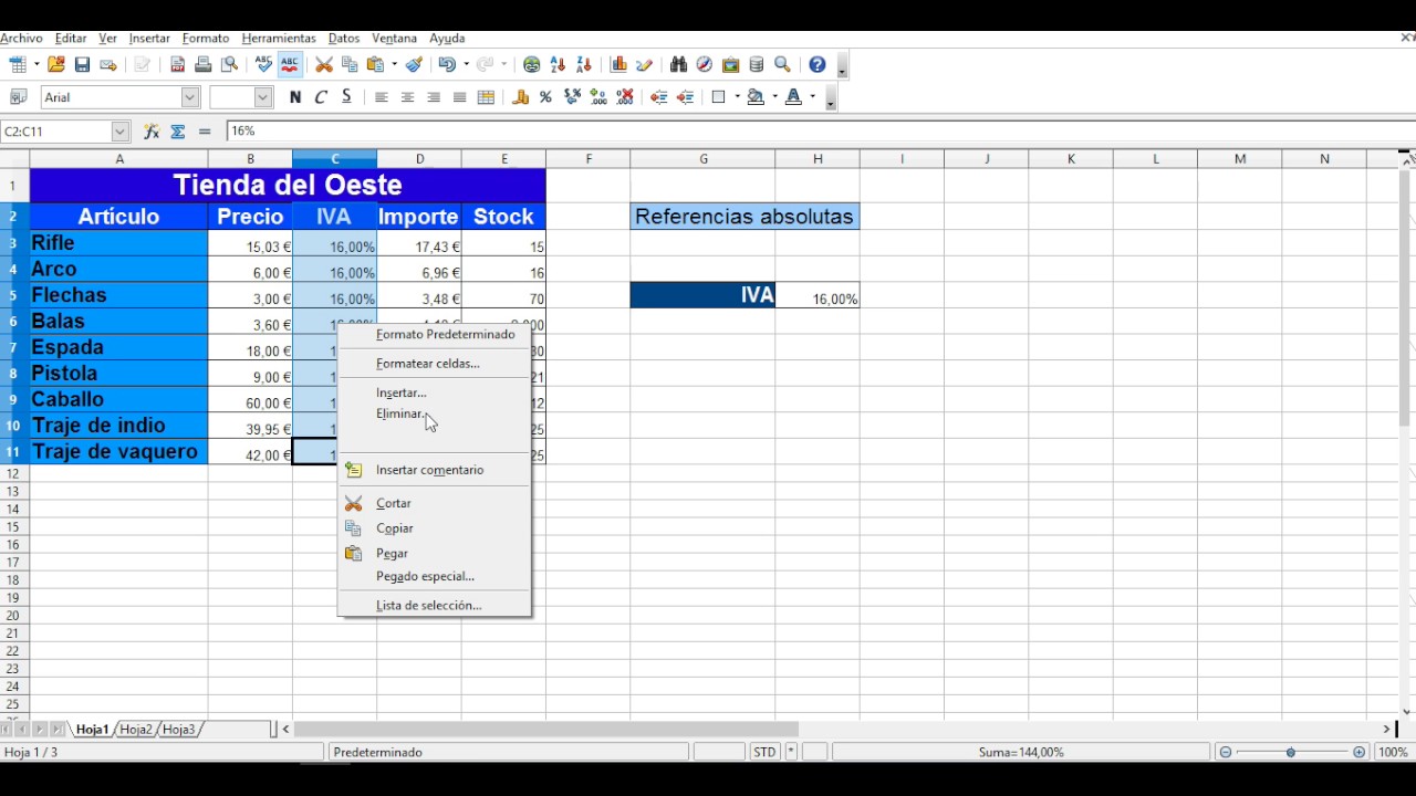 7. Calc - Referencias absolutas
