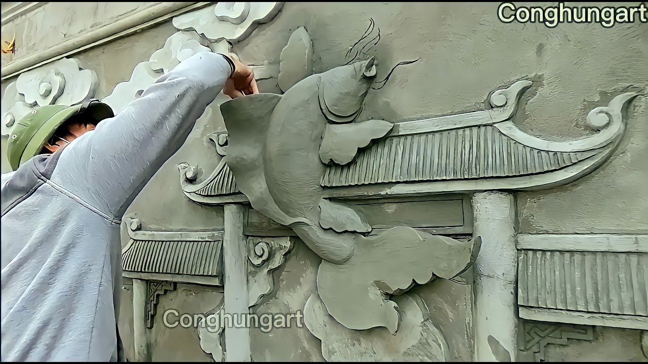 It's really amazing when I make cement carp reliefs with sand / very elaborate