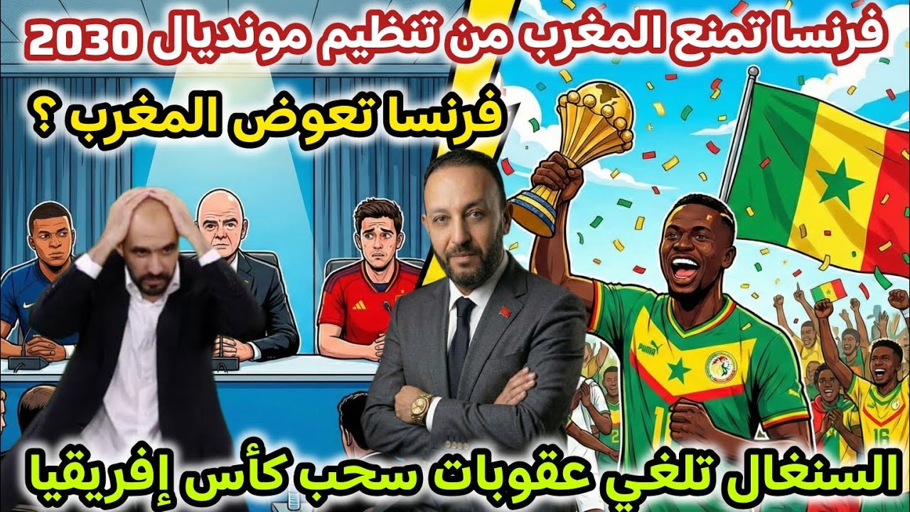 فرنسا تمنع المغرب من تنظيم مونديال 2030 و تنضم للملف، و السنغال تلغي عقوبات سحب كأس إفريقيا،