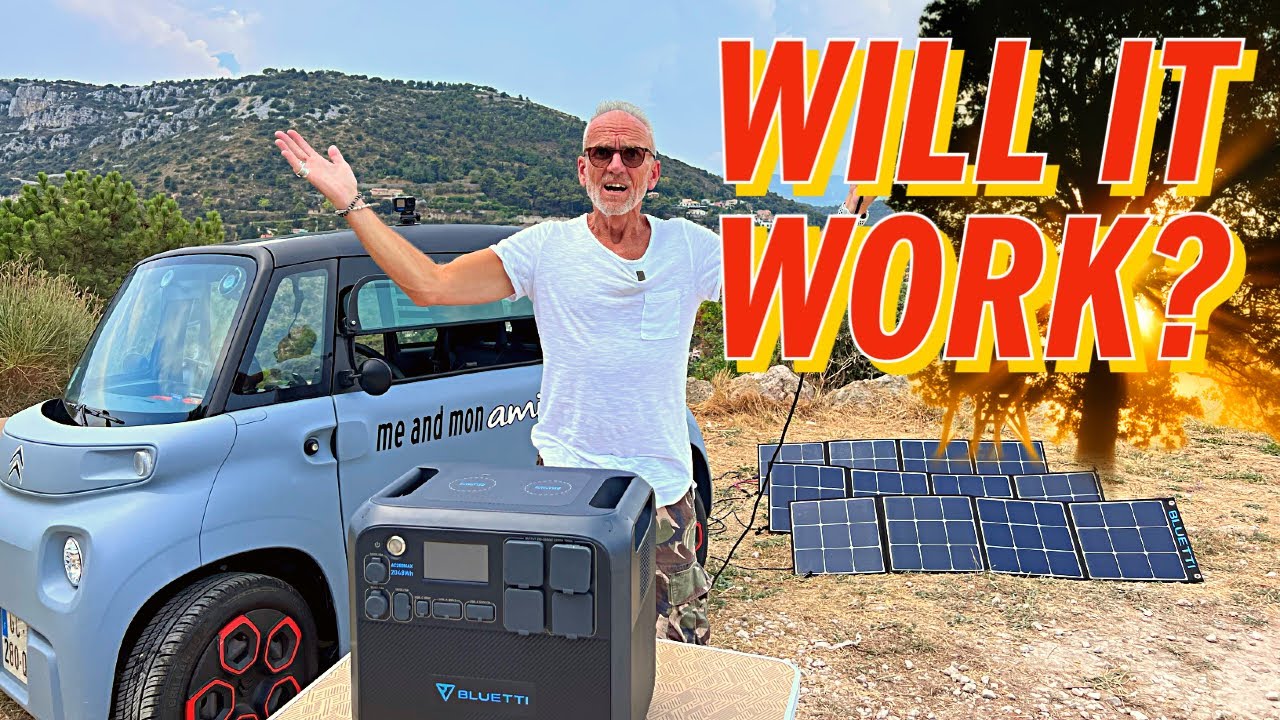 Solar charging Citroen Ami in La Turbie with Bluetti AC200max 🇫🇷