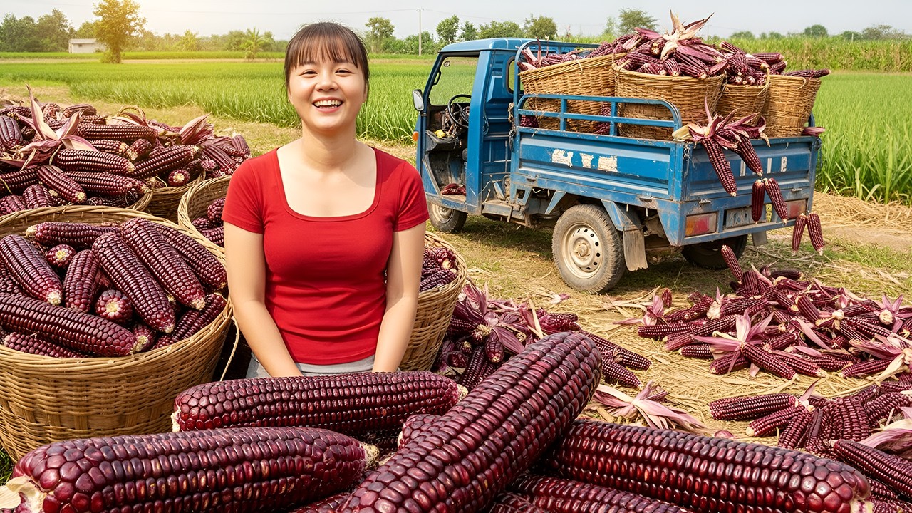 Use 3 Wheeled Truck To Harvesting Lots Of Purple Corn At Go To Countryside Market Sell WMzijU7yKYY