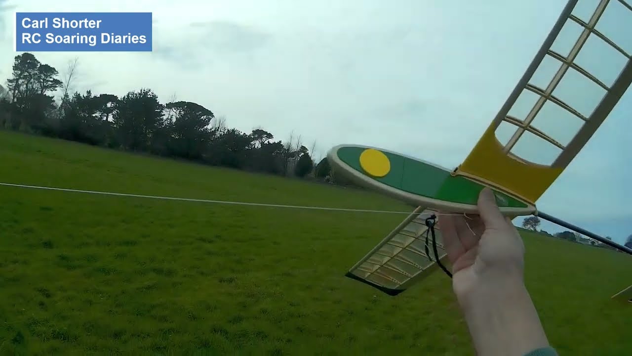 Testing Hollow Latex Pole Elastic for a high start - Hiesbök Gino RC Glider - 15th March 2022