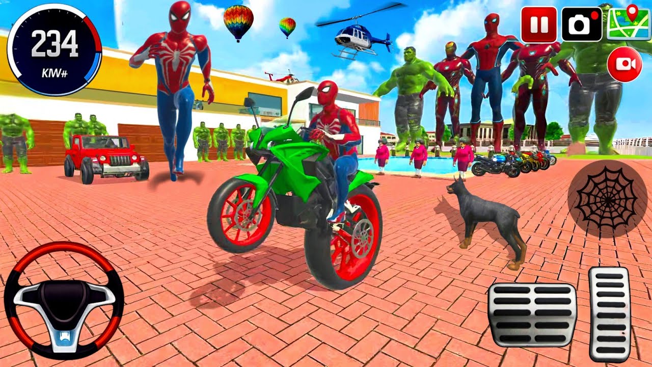 Car Bike Spiderman 3D Game 🦚Spiderman Drove Modified Luxery 🤑 Police Cars Purchase Showroom Game 🎮 🎯