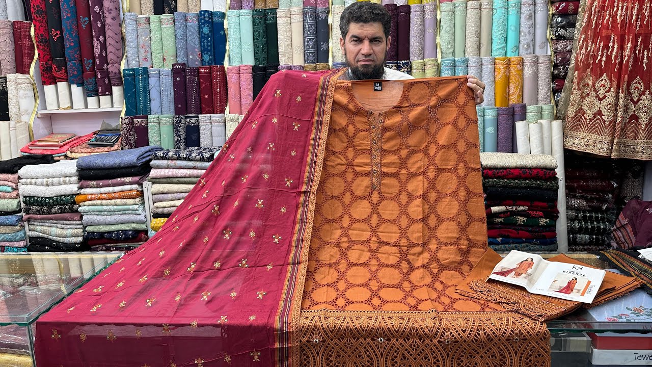 *EID COLLECTION 2025* Semi-Stitched Embroidered Schiffli Lawn Shirt Designs with Table Print Dupatta