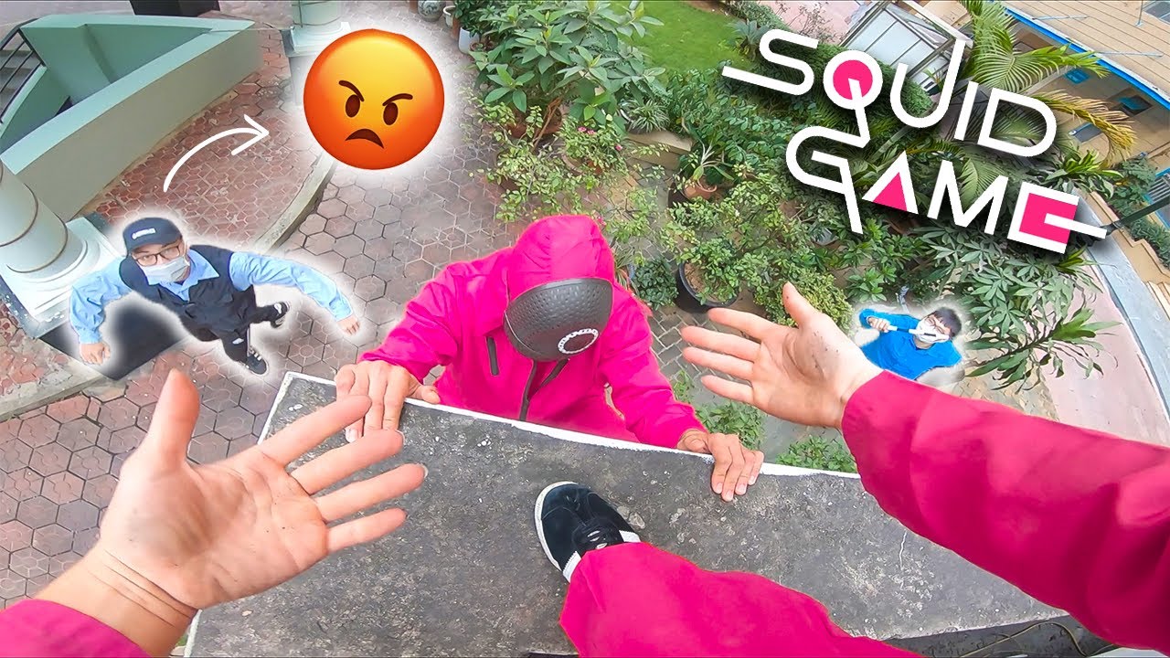 SQUID GAME PINK SOLDIERS ESCAPES SECURITY IN REAL LIFE (Epic Parkour Action POV)
