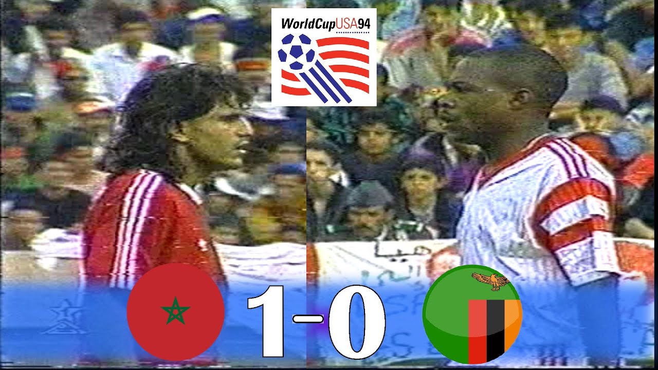 أسود الأطلس إلي المونديال في ملخص مباراة المغرب و زامبيا تصفيات كأس العالم 1994 Morocc vs Zambia WCQ