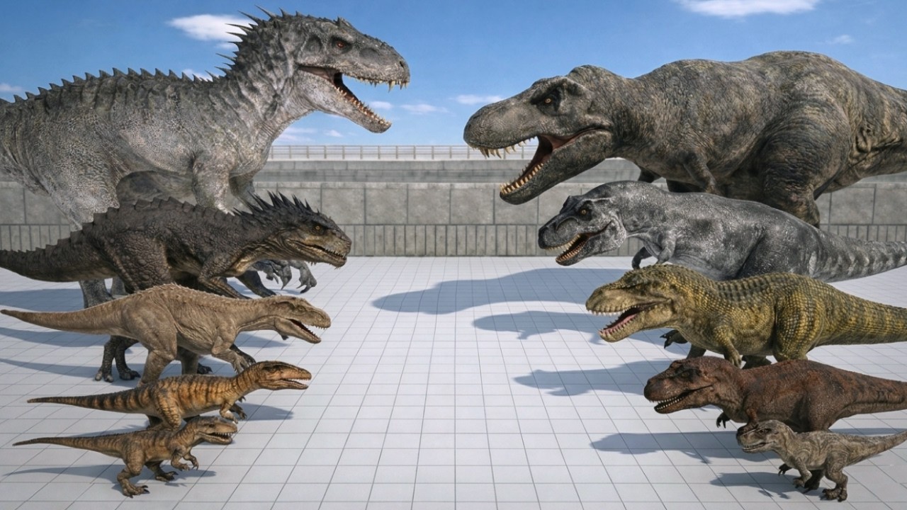 Indominus Rex Evolution vs Tyrannosaurus Rex Evolution | Power Test | ARBS