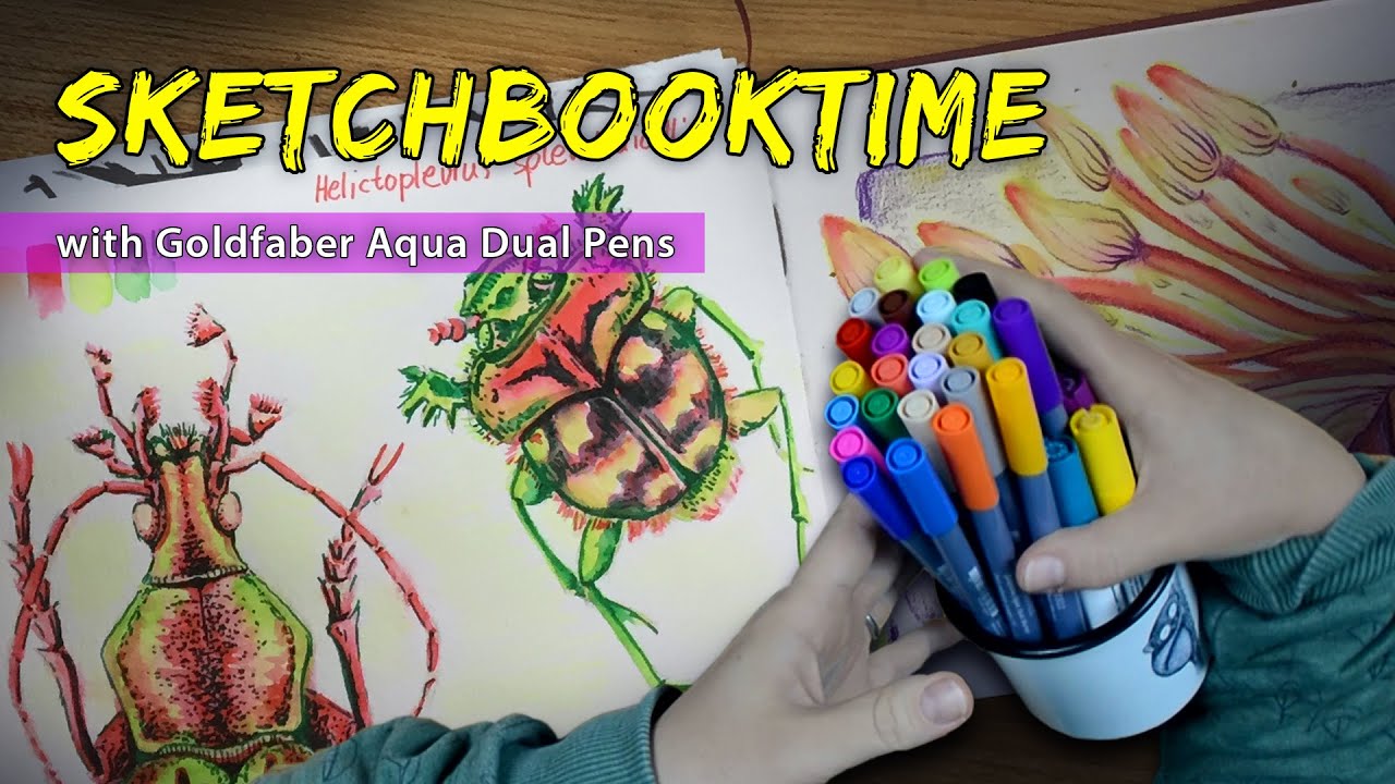 ✨Let's paint together✨ Sketchbook-session with Faber Castell Goldfaber Aqua Dual Pens 💚