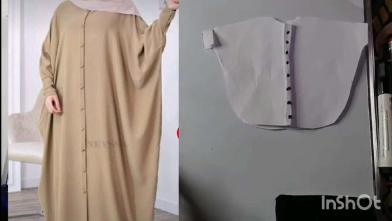 فصالة عباية خفاش أو كيمونو بلأزرار لصاحبات الحجاب الشرعي وحتى الغير محجبات بطريقة سهلة وبسيطة🧕