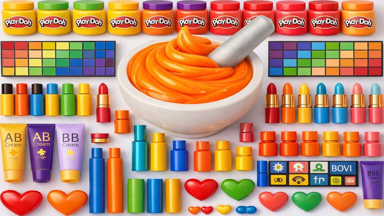 Satisfying Slime ASMR DIY 🌈 How to Make Rainbow & Pink Makeup Cosmetic BBcream Toys Glitter Slime