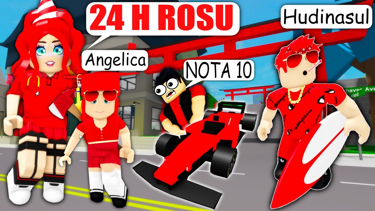 24 DE ORE IN ROSU PE BROOKHAVEN cu FAMILIA MEA (Roblox)