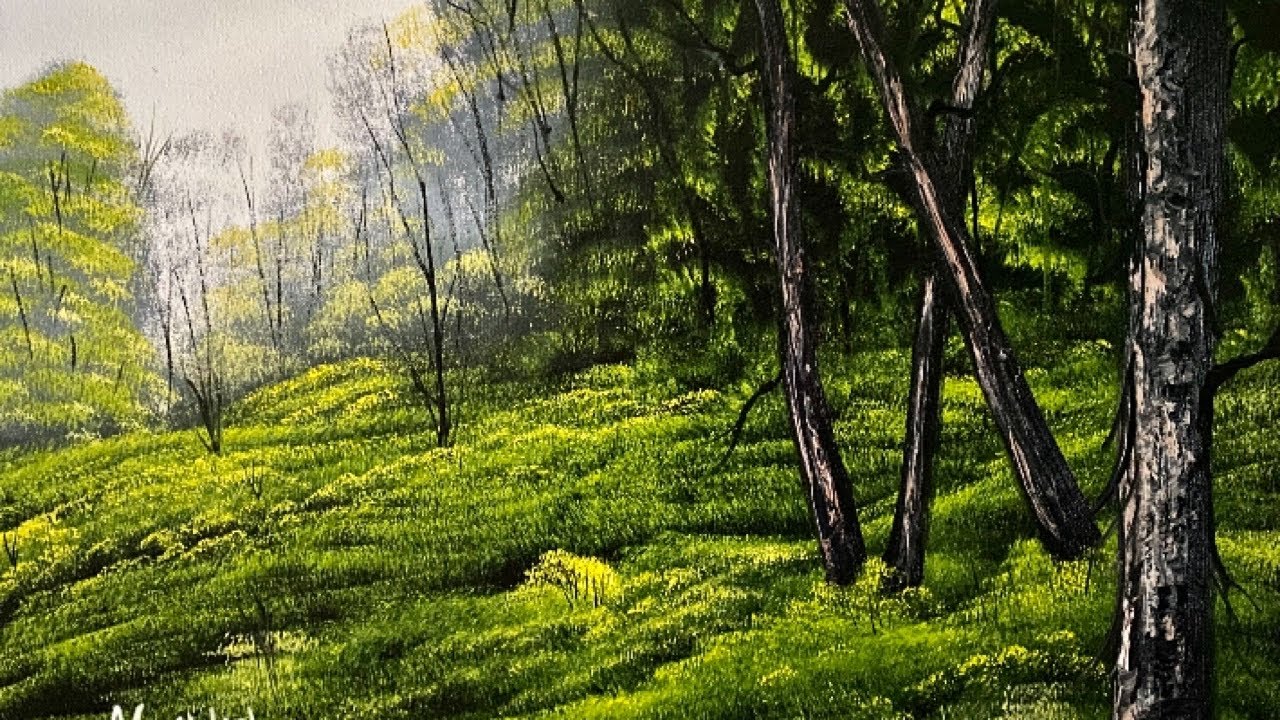 Black Canvas Forest - Wet on Wet Oil Painting   (Painting with Mike)
