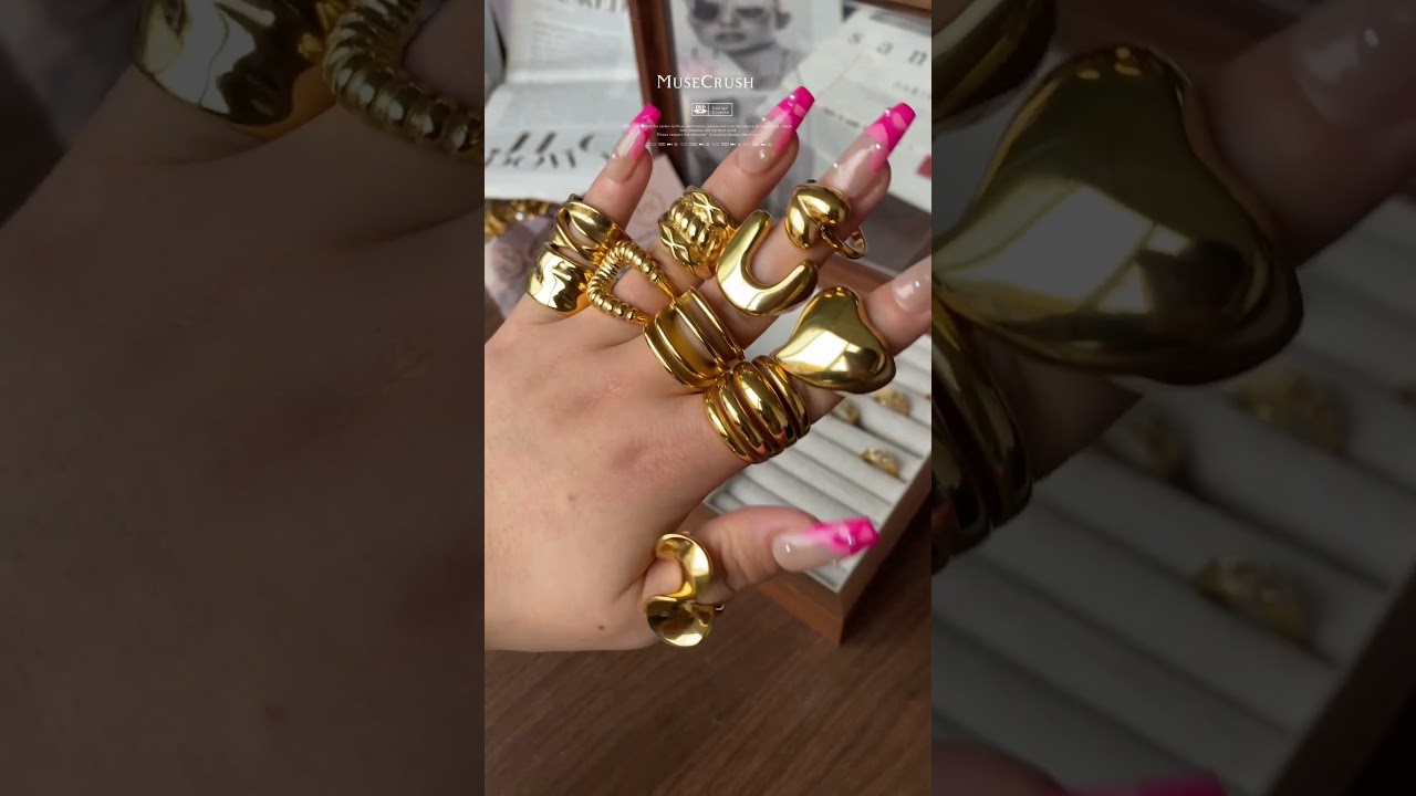 Stainless steel gold-plated chunky ring #summer #jewelry #jewelrydesign #ring #gift #chunky #fashion
