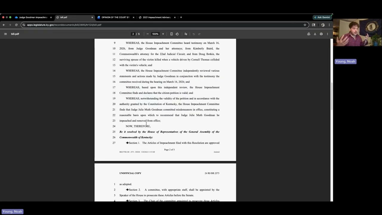 Constitutional Crisis? Kentucky Supreme Court Impeachment Intervention Analysis