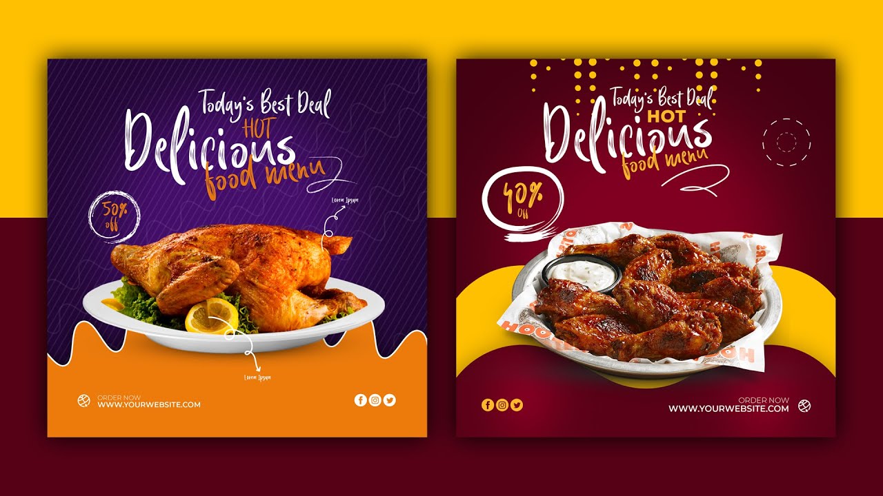 Social Media Banner Design in Photoshop cc 2019 A to Z | Food banner design | Social Media post
