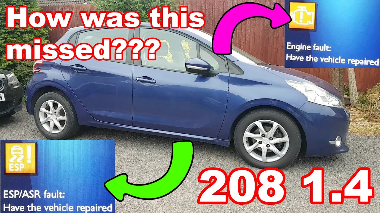 Peugeot 208 ESP and Engine lights ON... Fault finding and repair.