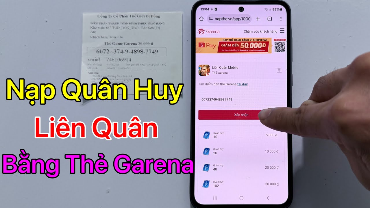 Cách Nạp Quân Huy Liên Quân Bằng Thẻ Garena - mới nhất 2025