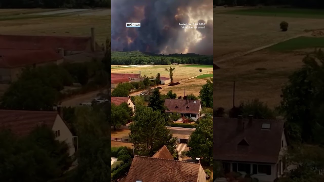 Massive plume of smoke rises from wildfire near Paris | #RTENews