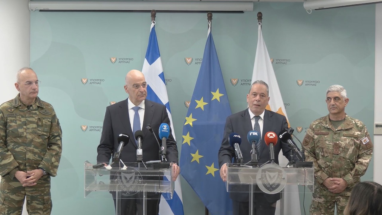 Κοινές δηλώσεις του Νίκου Δένδια με τον ΥΠΑΜ της Κύπρου Βασίλη Πάλμα
