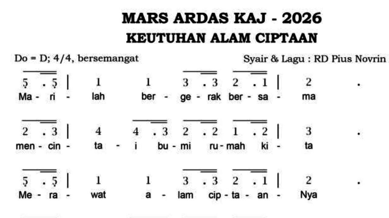 MARS ARDAS KAJ 2026 - KEUTUHAN ALAM CIPTAAN - Pasdimazor Paroki St Lukas Sunter 