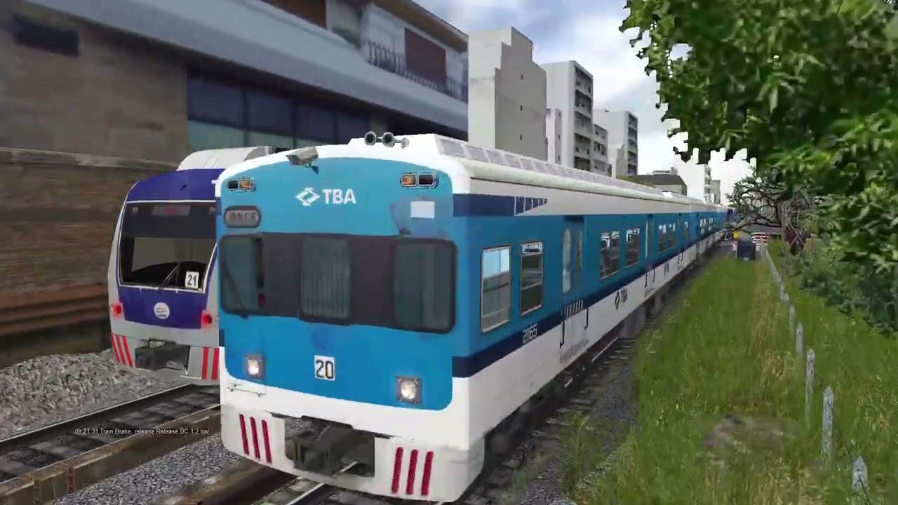 Open Rails Argentina | Linea Sarmiento TBA - Puma V4 Chapa 21 con un Rapido a Moreno