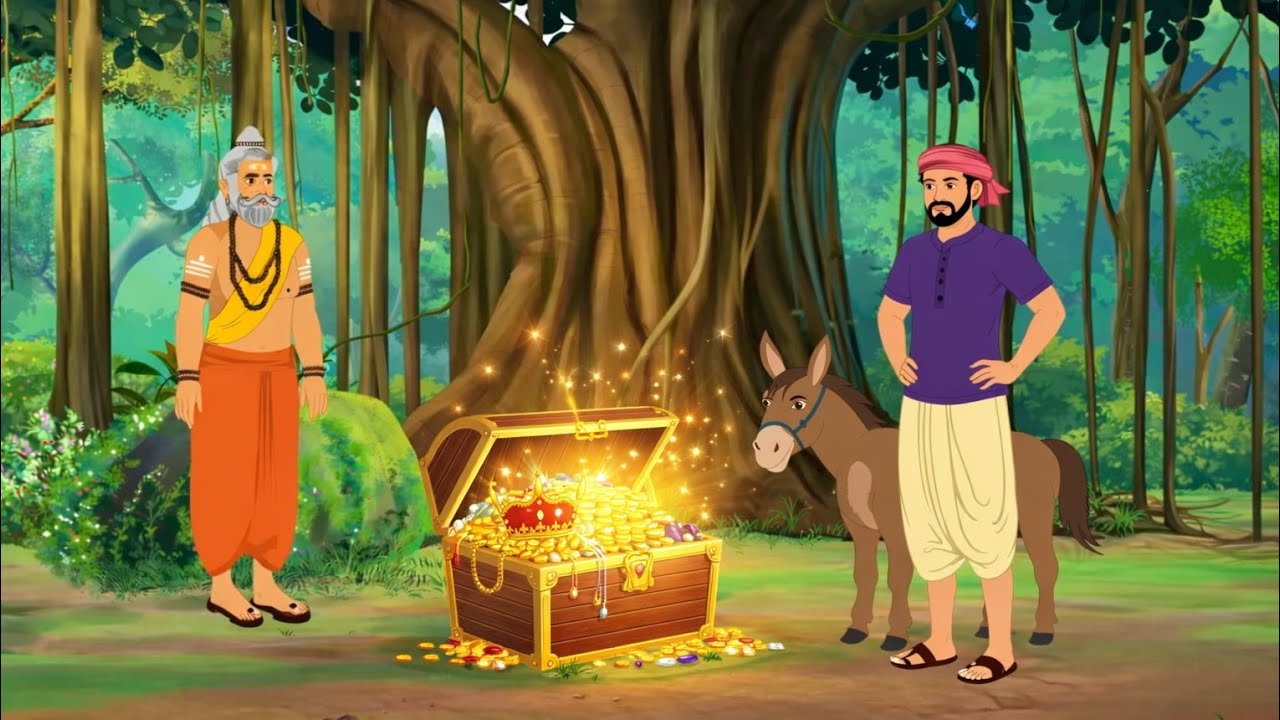 కట్టెలు కొట్టేవాడి అదృష్టం మరియు విచిత్రమైన గాడిదl #moralstories #cartoon #animation #telugu