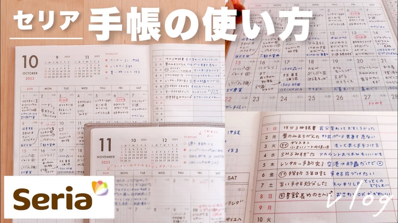 Seria ＆ DAISO 100均手帳の使い方｜飽きっぽくても続く予定管理と1行日記｜セリア ダブルマンスリー、無印良品