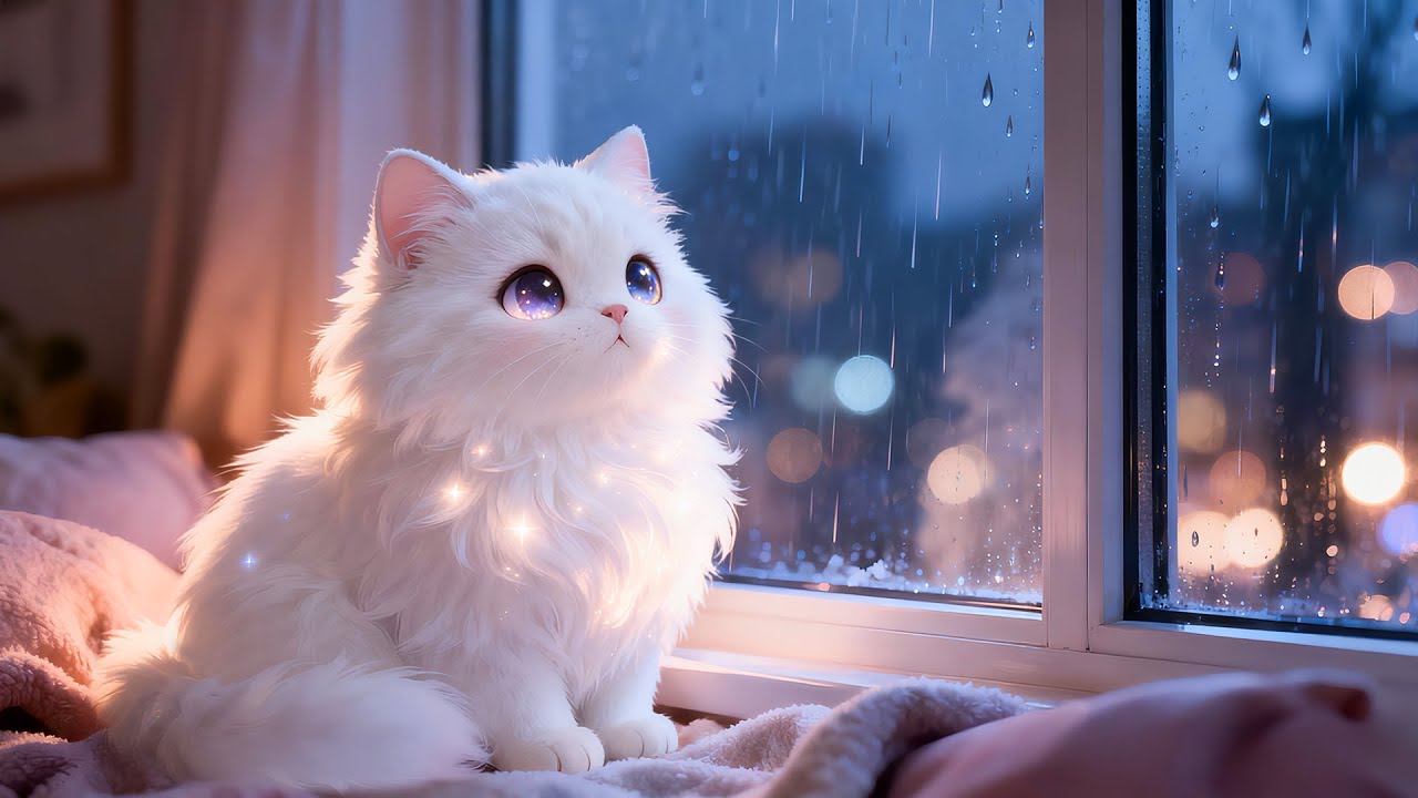It’s Raining Outside but You Are Safe Here 🌧️ Cozy Cat Ambience with Rain & Thunder Sounds