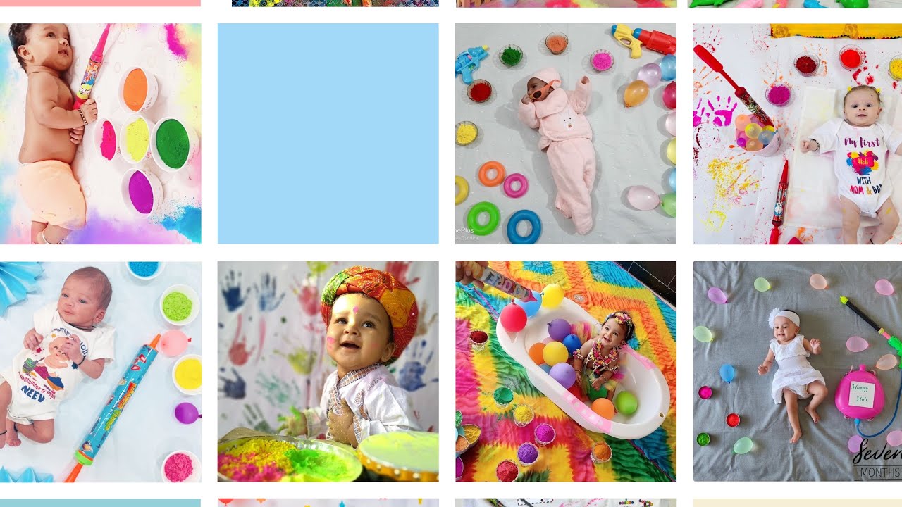 Holi theme baby photoshoot ideas/latest baby photoshoot/ Holi theme baby photoshoot