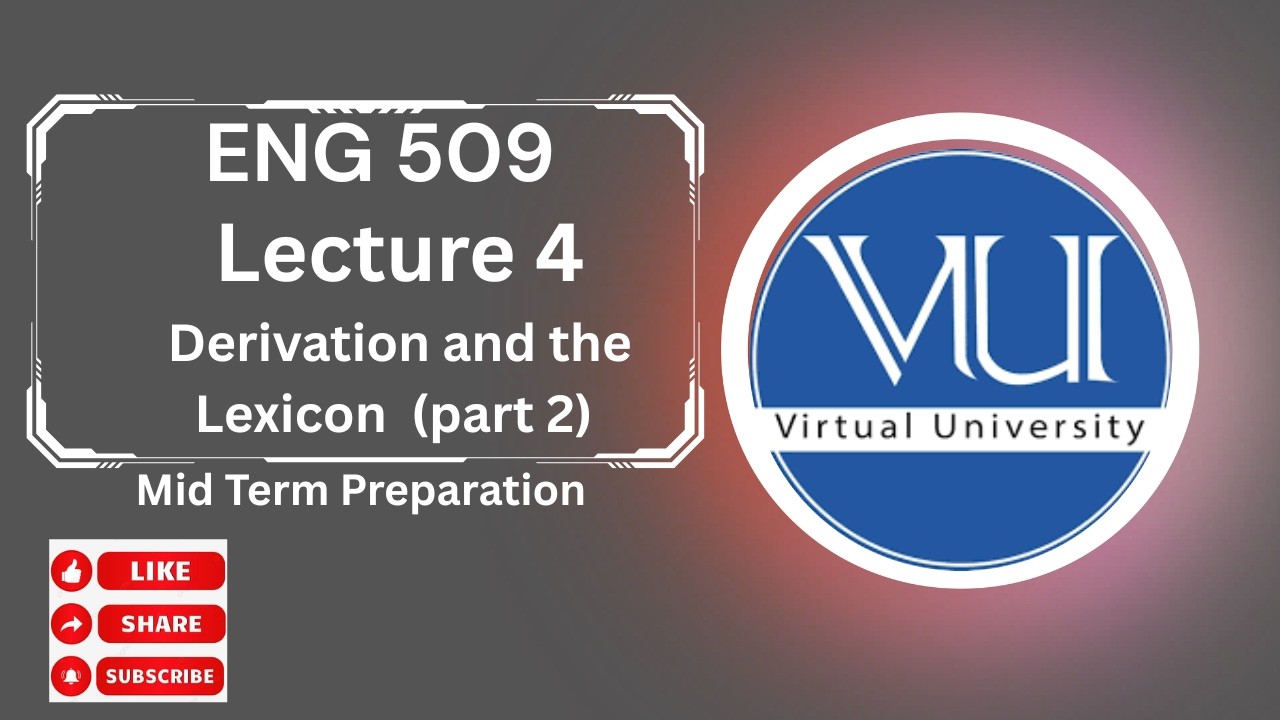 ENG 509 LECTURE 4 ( PART 2) | Derivation and the Lexicon | ENG 509 MID TERM PREPARATION.