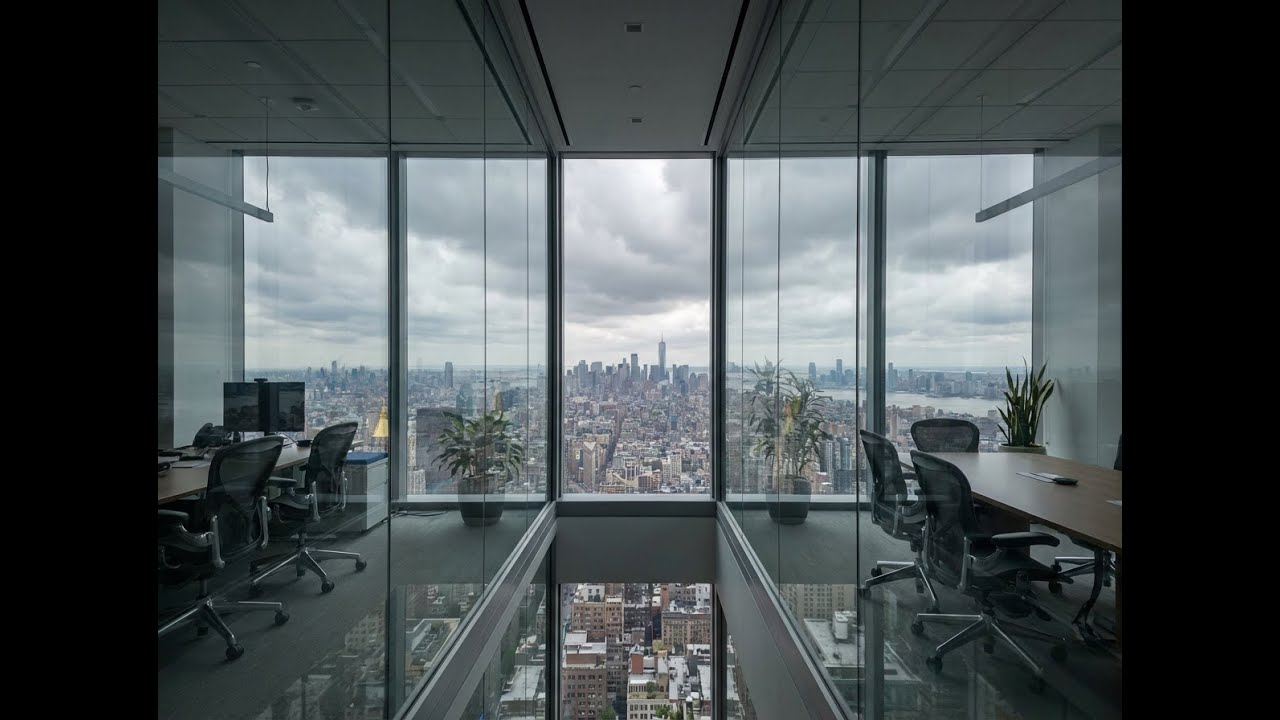 New York City Cloudy Day 🏙️ Virtual Window from a Skyscraper | Office Focus Ambience (10hs)