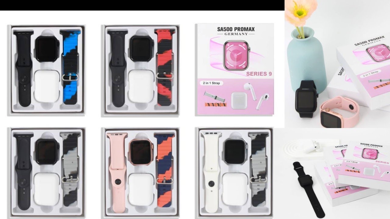 SA500 PROMAX GERMANY SMART WATCH SERIES 9 WITH AIRPODS TWO 2 STRAPS