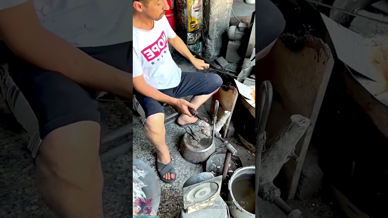 Traditional manual cast iron casting process || Art