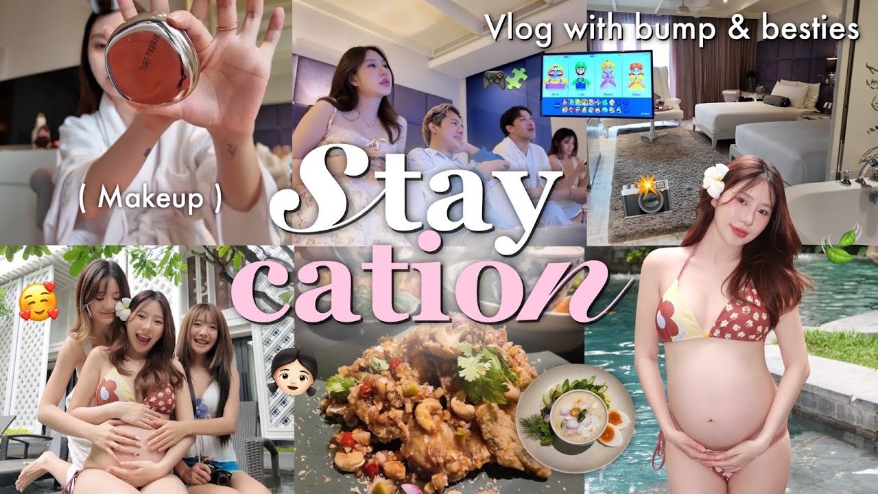 Staycation VLOG (bump&besties💞) |เมื่อเพื่อนๆชวนคุณแม่ไปฮีลใจ, กิน ถ่ายรูป เล่นเกม ครบ!