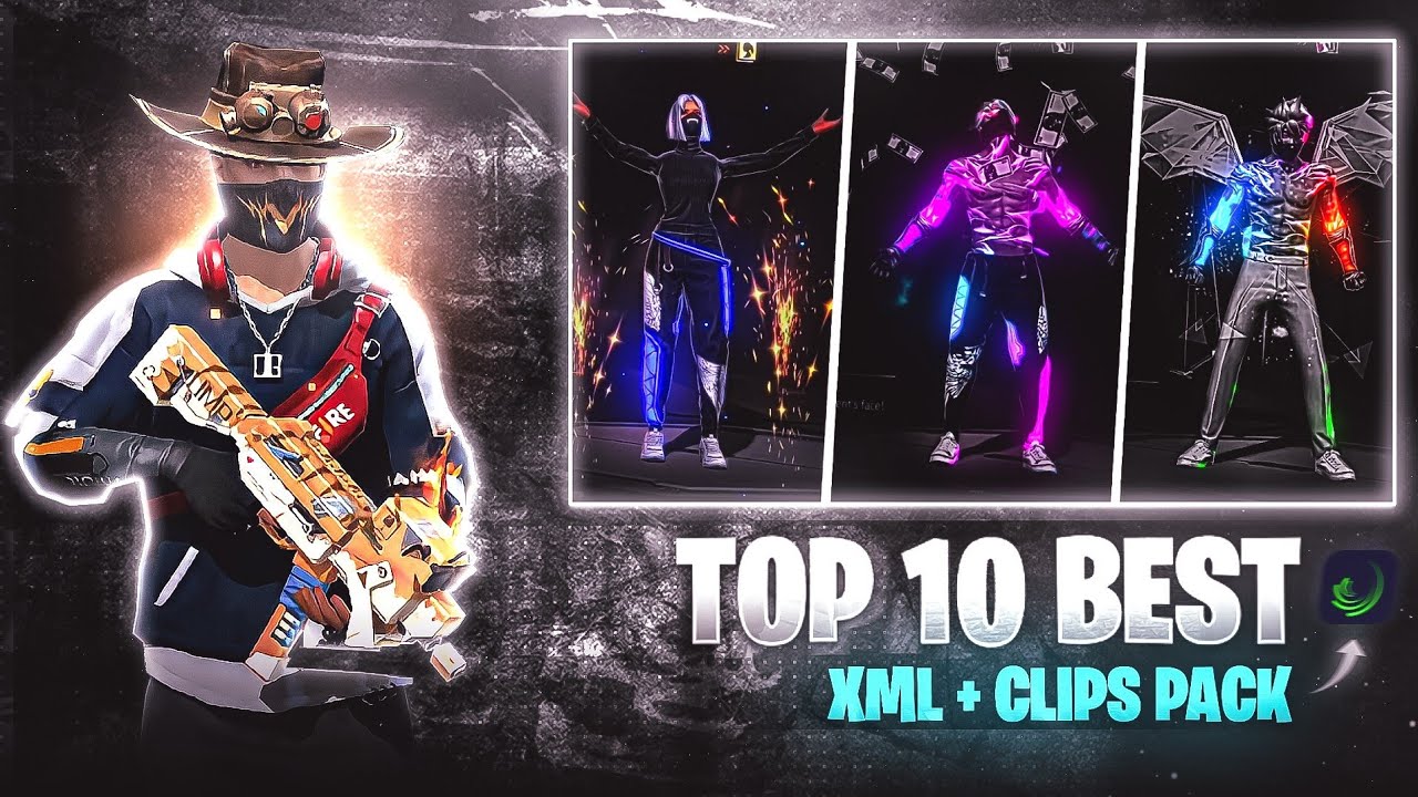 TOP 10 BEST QUALITY CLIPS + XML CC 💥PACK | NEW TREND CLIPS PACK | FREE FIRE 🔥 EMOTE CLIPS ⚡ PACK