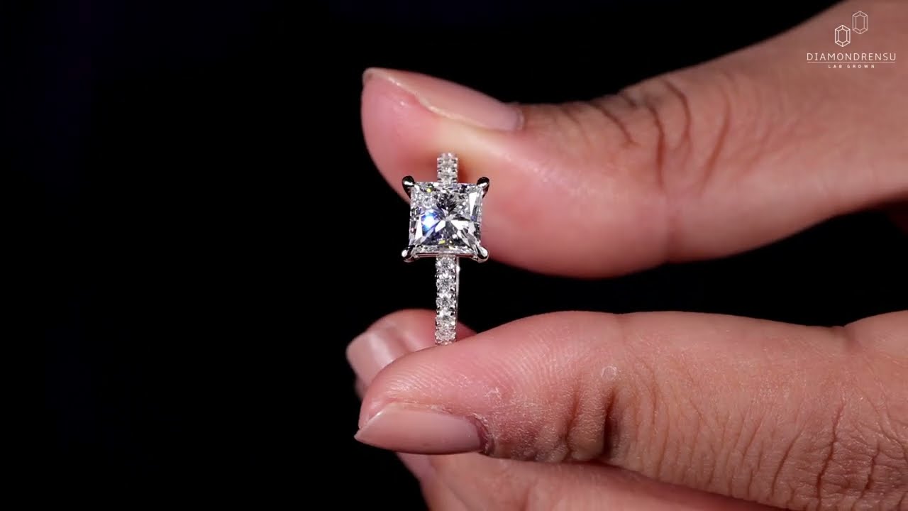 1.51 CT Princess Cut Engagement Ring, EF/VS Lab Grown Diamond Wedding Ring, Lab Created Diamond Ring