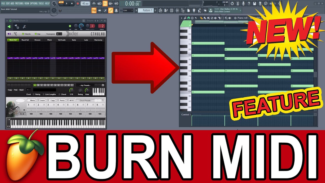 BURN MIDI -  Record Midi Output From Any Midi Generator (Chord / Scale VST) Into the Piano Roll