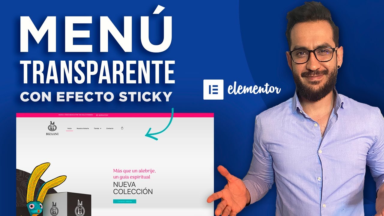 Cabecera/menú transparente con efecto sticky en scroll vertical - Elementor