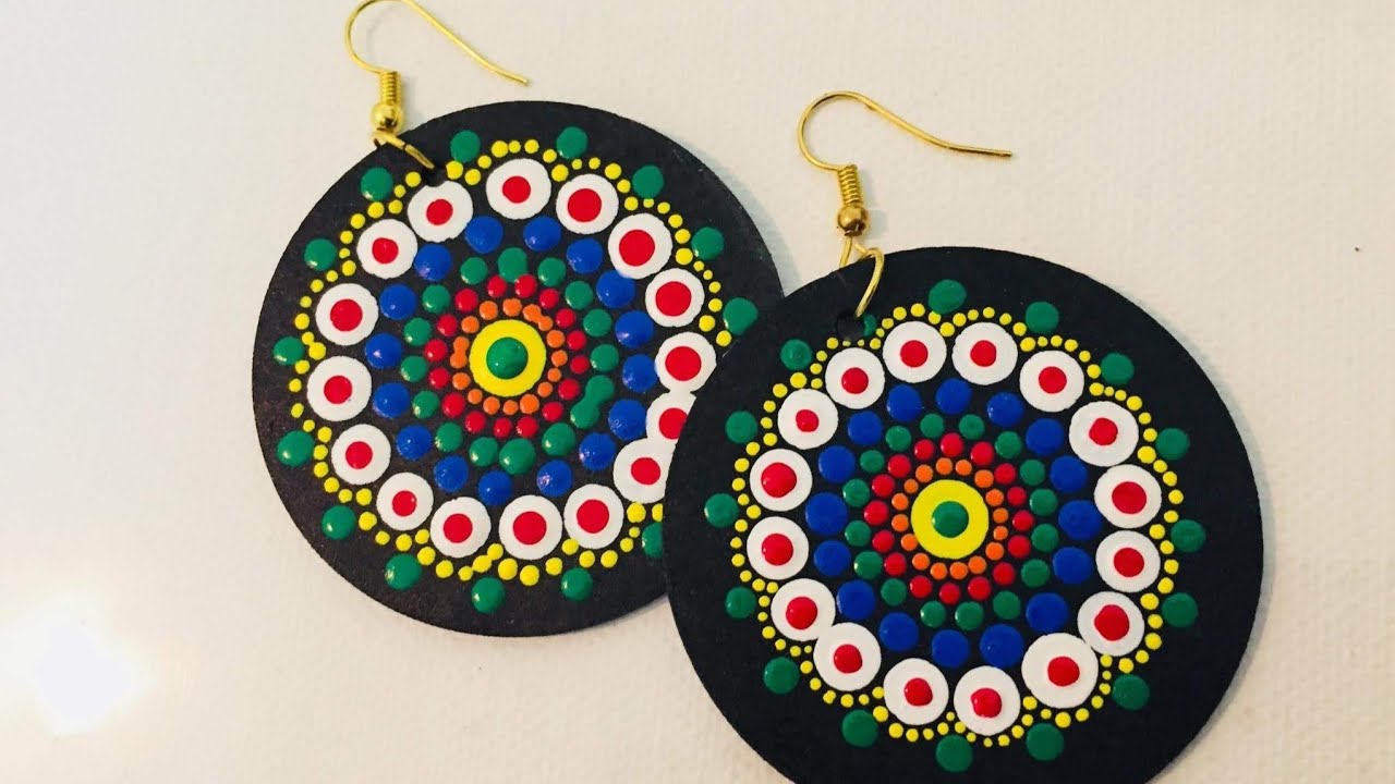 How to make dot mandala earrings with toothpick and ear bud #15