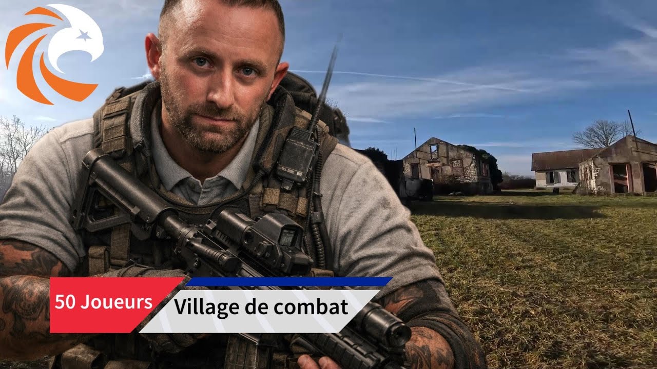 50 joueurs en airsoft dans un village de combat