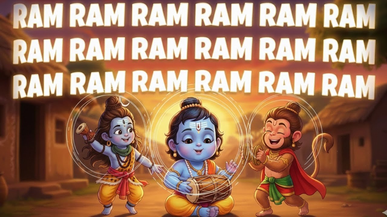 “Ram Ram 108 Times | Baby Lord Ram, Shiva & Hanuman Playing Dholak & Kartal | Devotional Fun”