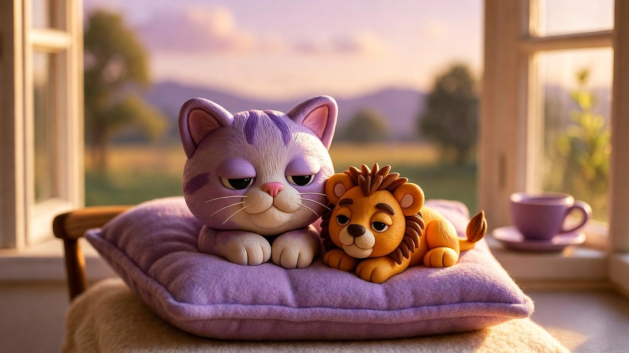 🐈Tigra & Lion Cub: The Cutest Predator Joins the Nap (50 min Cozy Cat Nap) 🐈🧡🦁 No Music, No Talking