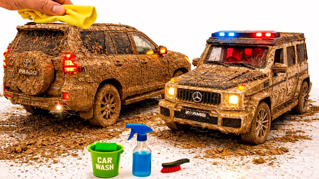 The surreal cleaning process of a 1:18 LC 380 Parado, AMG Jeep  After an Extreme Off-Road Adventure🔥