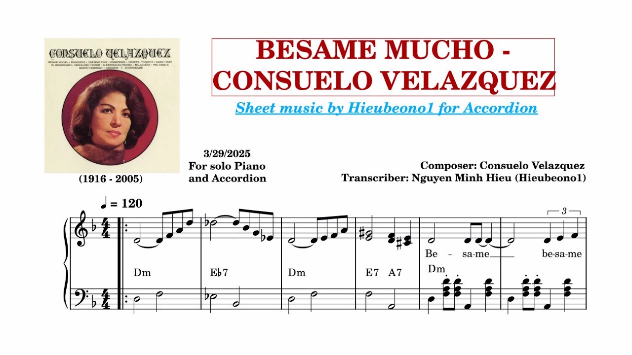 Besame Mucho - Consuelo Velazquez (Sheet music + EASY)