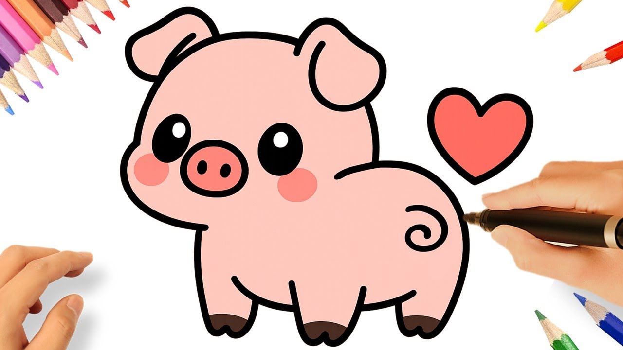 CÓMO DIBUJAR UN CERDITO KAWAII FÁCIL 🐷❤️
