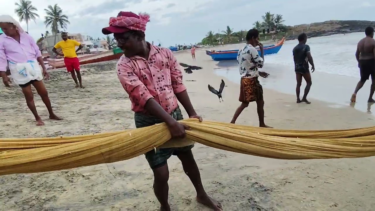 Fisherman in Arabian Sea 🌊 Kovalam Beach 🏖️