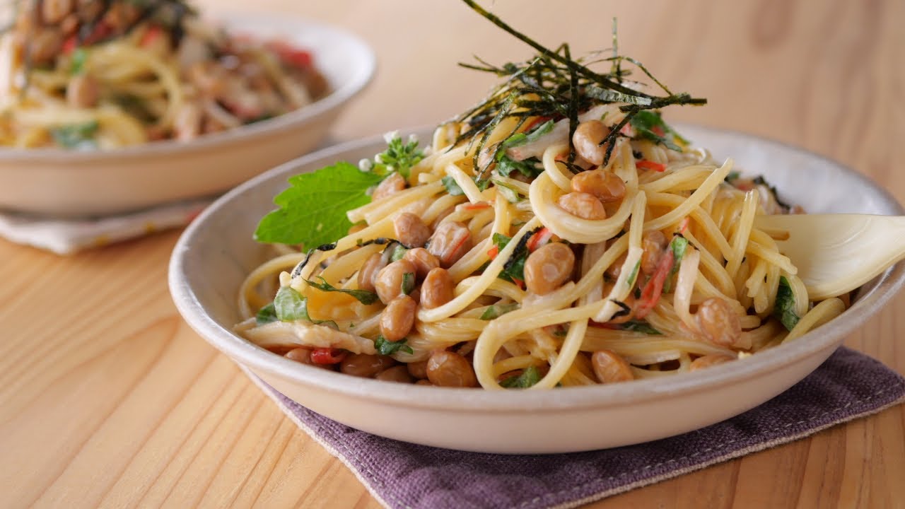 【納豆をかさまし♡5分で納豆スパサラ】ねばねば納豆をもっと美味しく「まるめし」 | Japanese style Natto spaghetti salad