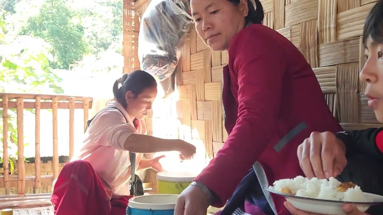 My cousin celebrate him daughter first communion party and cook pork and potatoes.