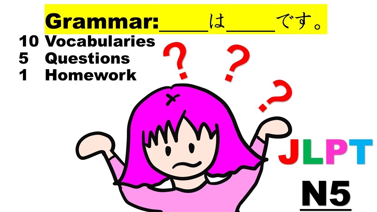 JLPT N5 ～は～です grammar, vocabulary, quizz, listening, homework!