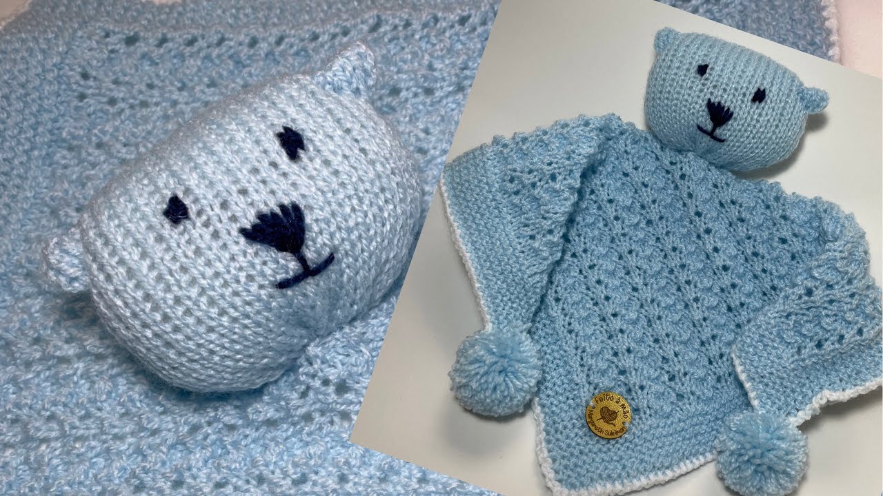 MANTA E NANINHA DE TRICÔ PARA BEBÊ-PONTO CONCHINHA